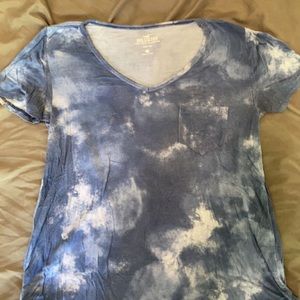 Blue Tye-dye hollister slight v neck top